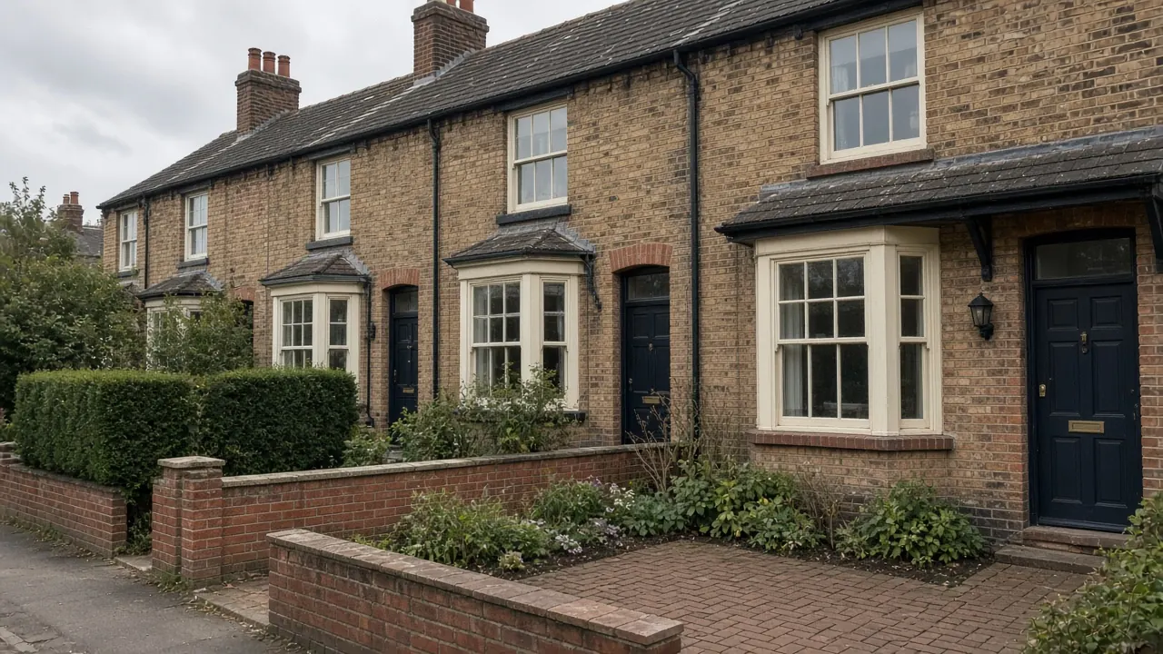 Example image: permeable paving in a small front garden on a Victorian terrace